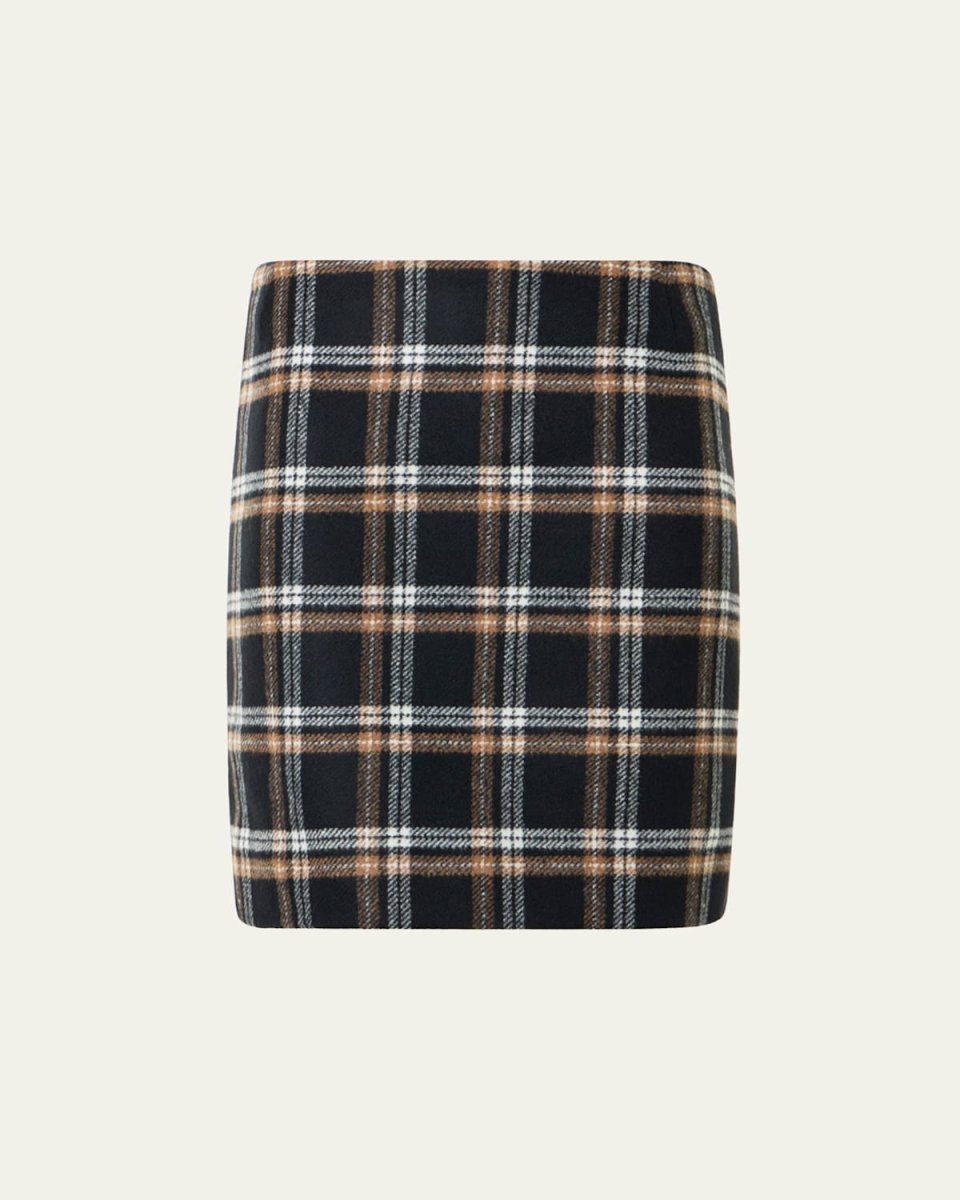 Plaid Wool Tricotine Tweed Mini Skirt